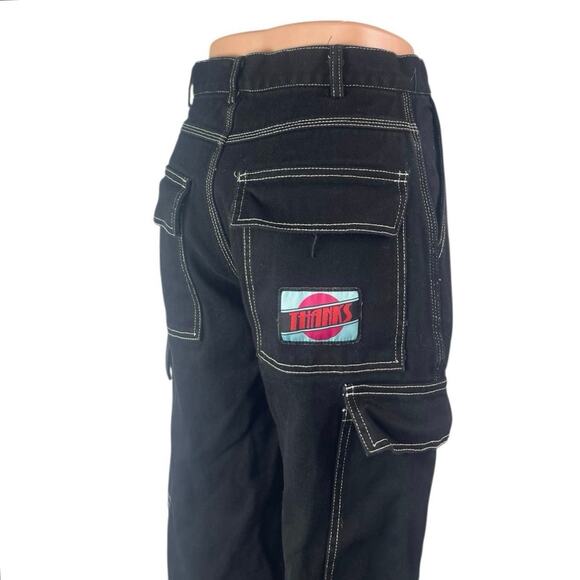 Forever 21 Women's Black High Rise Utility Straight Leg Cargo Denim Jeans Size S - Picture 4 of 6